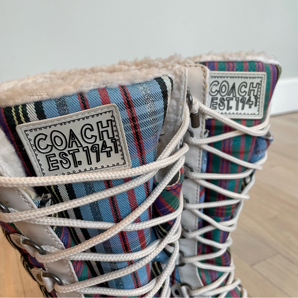 COACH Snow Boots | Peggey Multicolor Lace Up | Shearling Lined | 7 - Picture 6 of 14